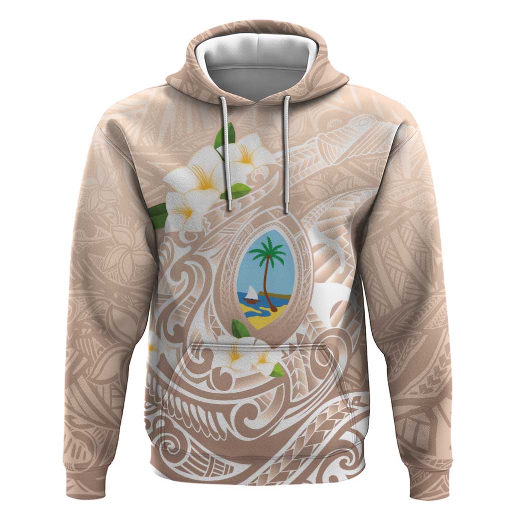 Guam Fishhook Mix Guasali Flowers Hoodie Dreaming Hazel LT7 Pullover Hoodie Beige - Polynesian Pride