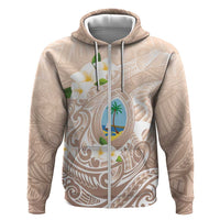 Guam Fishhook Mix Guasali Flowers Hoodie Dreaming Hazel LT7 Zip Hoodie Beige - Polynesian Pride