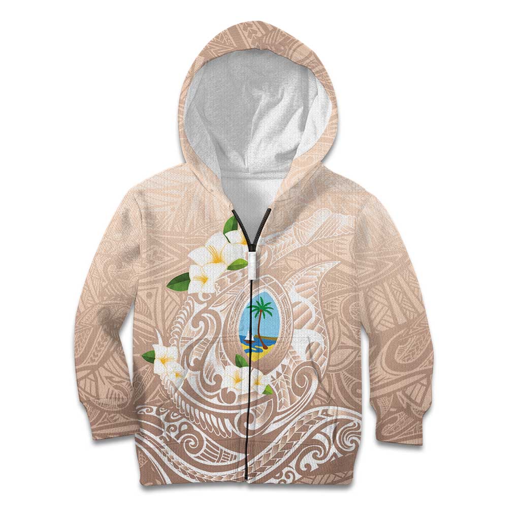 Guam Fishhook Mix Guasali Flowers Kid Hoodie Dreaming Hazel LT7 Zip Hoodie Beige - Polynesian Pride
