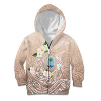 Guam Fishhook Mix Guasali Flowers Kid Hoodie Dreaming Hazel LT7 Zip Hoodie Beige - Polynesian Pride
