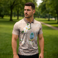 Guam Fishhook Mix Guasali Flowers Zipper Polo Shirt Dreaming Hazel