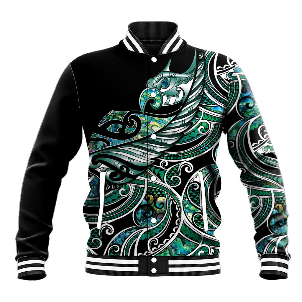 Maori Matariki - Manaia Baseball Jacket Emerald Paua Shell