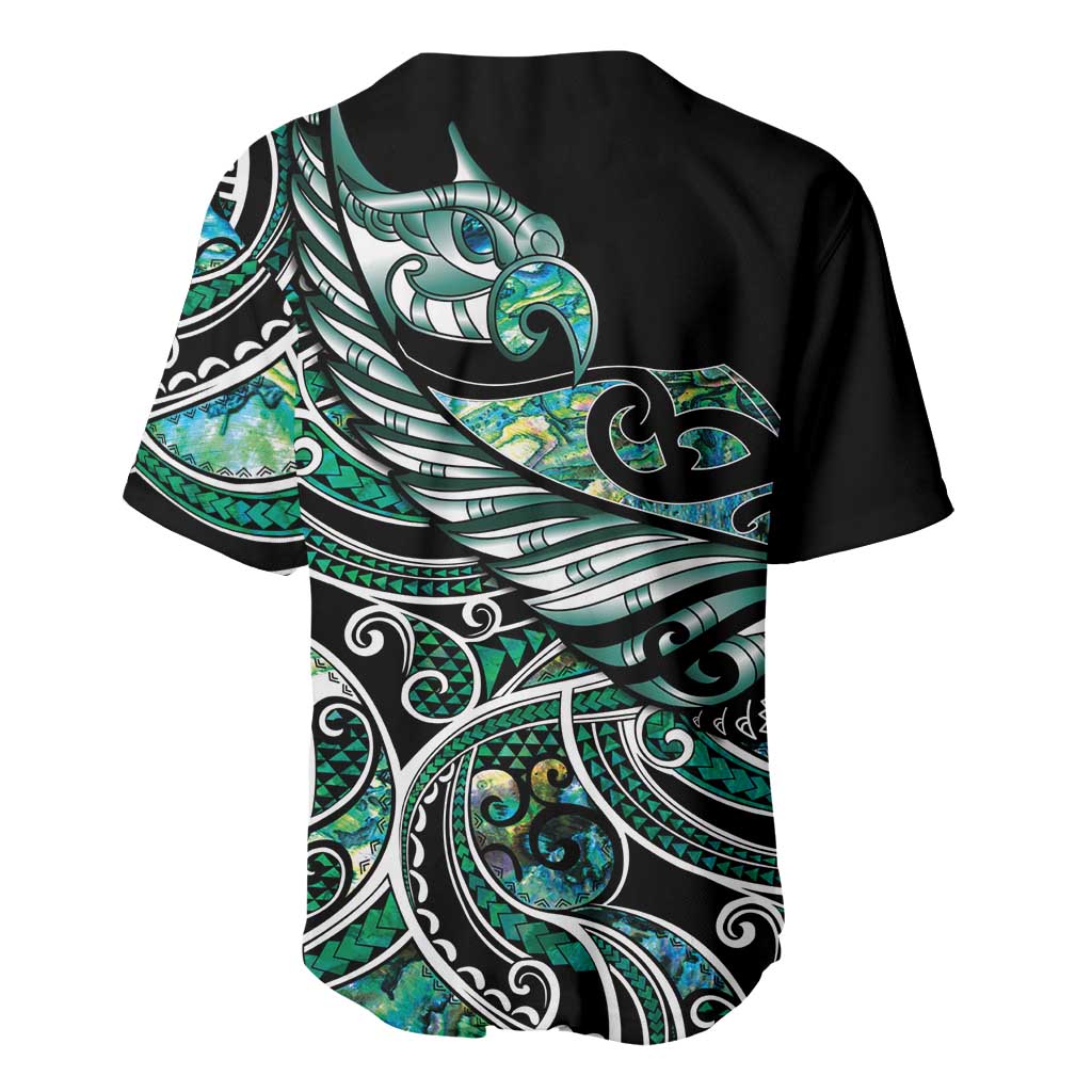 Maori Matariki - Manaia Baseball Jersey Emerald Paua Shell