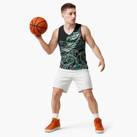 Maori Matariki - Manaia Basketball Jersey Emerald Paua Shell