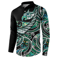 Maori Matariki - Manaia Button Sweatshirt Emerald Paua Shell