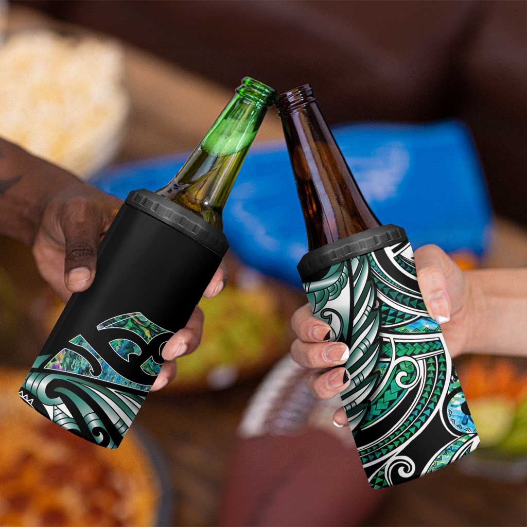 Maori Matariki - Manaia 4 in 1 Can Cooler Tumbler Emerald Paua Shell