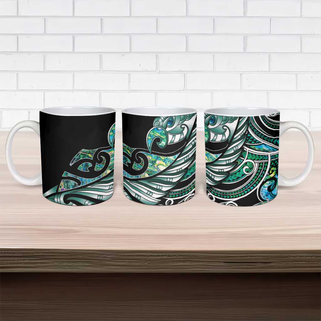 Maori Matariki - Manaia Ceramic Mug Emerald Paua Shell