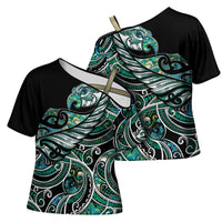 Maori Matariki - Manaia Cross Shoulder Shirt Emerald Paua Shell