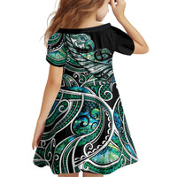 Maori Matariki - Manaia Family Matching Off The Shoulder Long Sleeve Dress and Hawaiian Shirt Emerald Paua Shell LT7 - Polynesian Pride