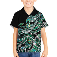 Maori Matariki - Manaia Family Matching Off The Shoulder Long Sleeve Dress and Hawaiian Shirt Emerald Paua Shell LT7 Son's Shirt Green - Polynesian Pride