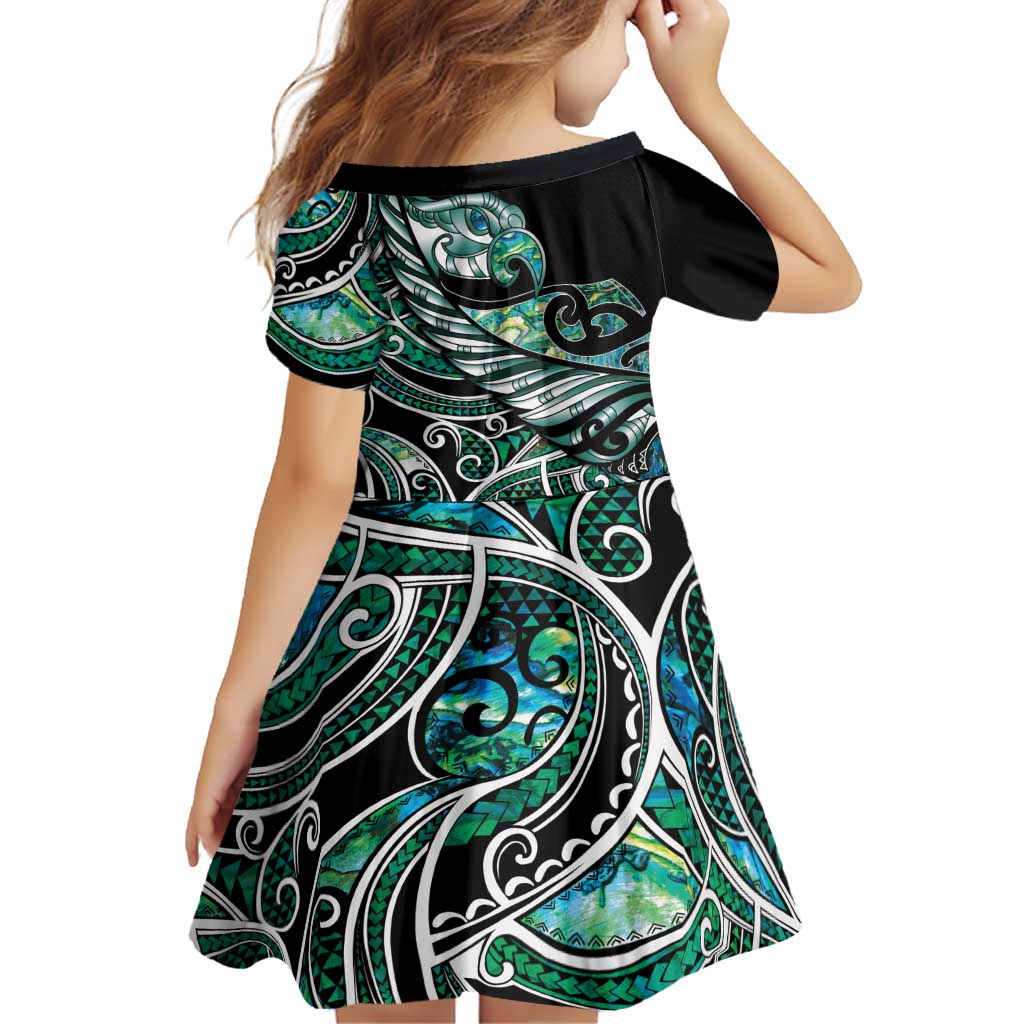 Maori Matariki - Manaia Family Matching Off Shoulder Maxi Dress and Hawaiian Shirt Emerald Paua Shell LT7 - Polynesian Pride
