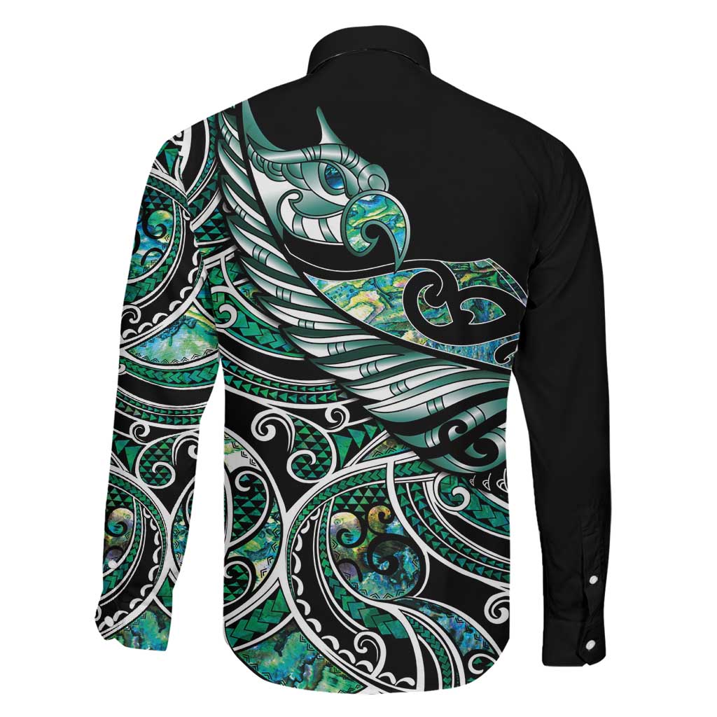Maori Matariki - Manaia Family Matching Off Shoulder Maxi Dress and Hawaiian Shirt Emerald Paua Shell LT7 - Polynesian Pride
