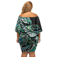 Maori Matariki - Manaia Family Matching Off Shoulder Short Dress and Hawaiian Shirt Emerald Paua Shell LT7 - Polynesian Pride