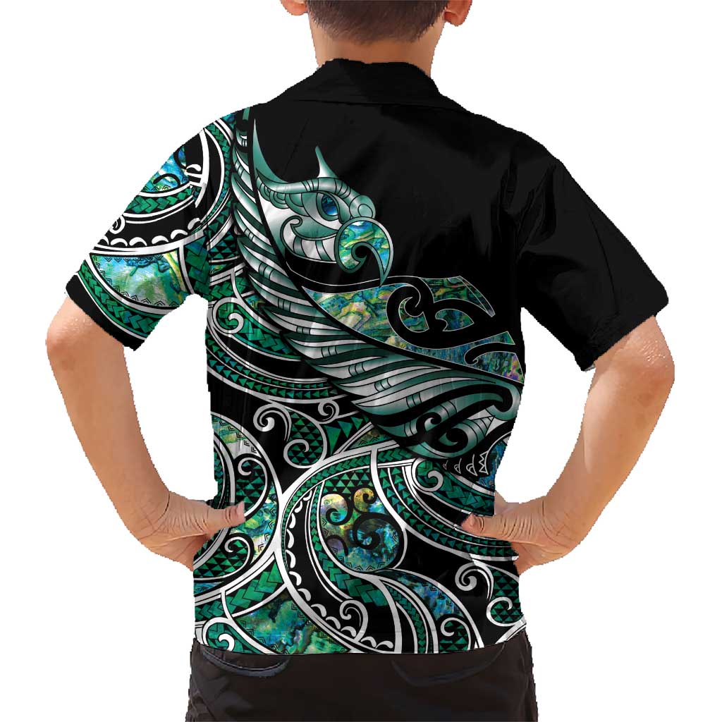 Maori Matariki - Manaia Family Matching Puletasi and Hawaiian Shirt Emerald Paua Shell