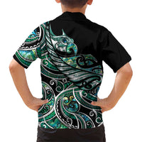 Maori Matariki - Manaia Family Matching Summer Maxi Dress and Hawaiian Shirt Emerald Paua Shell LT7 - Polynesian Pride