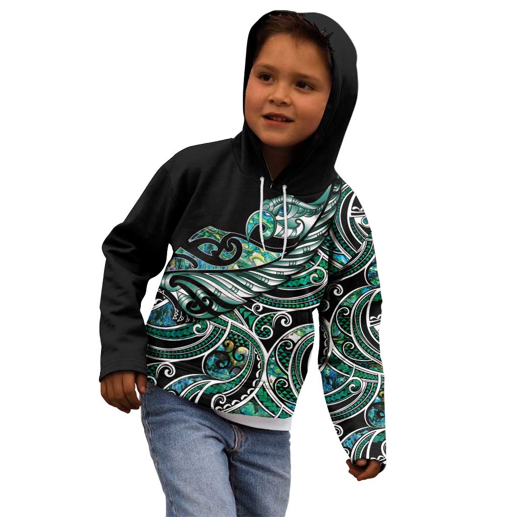 Maori Matariki - Manaia Kid Hoodie Emerald Paua Shell