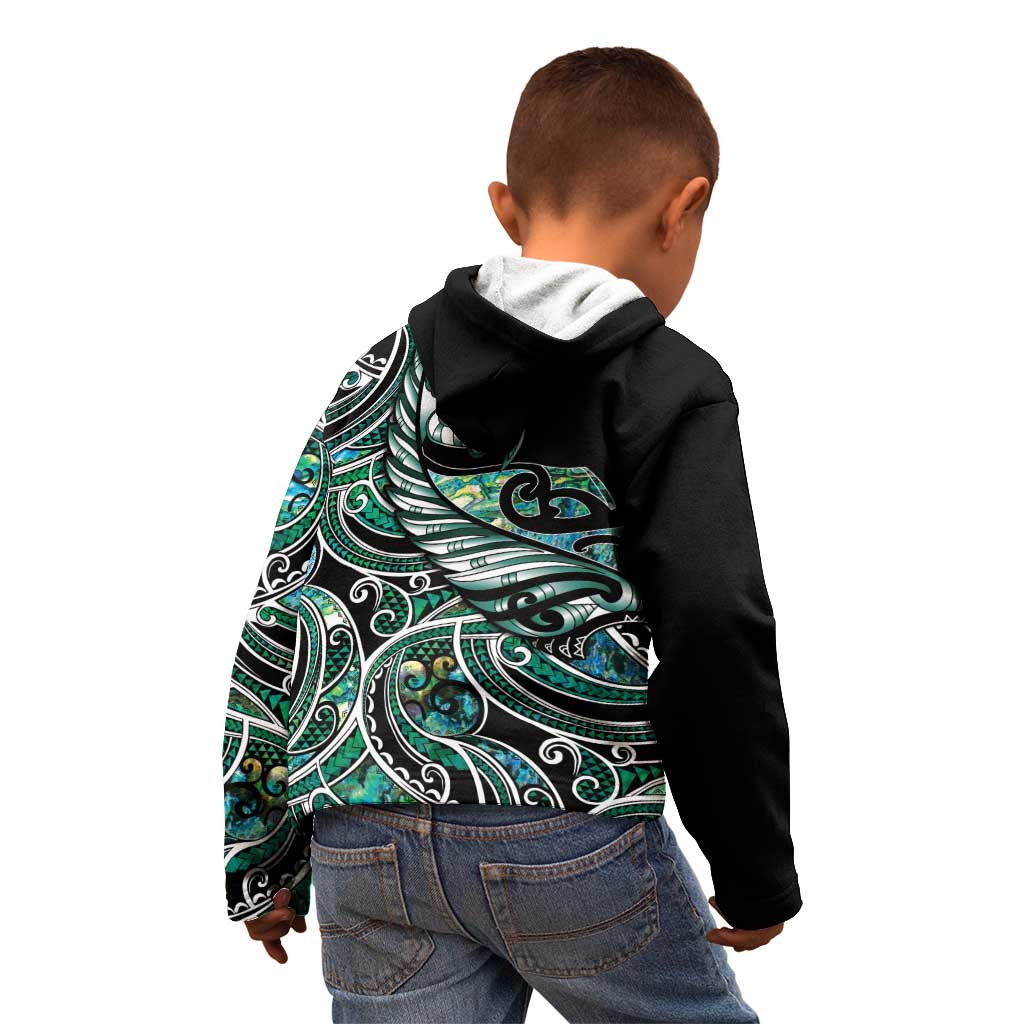 Maori Matariki - Manaia Kid Hoodie Emerald Paua Shell