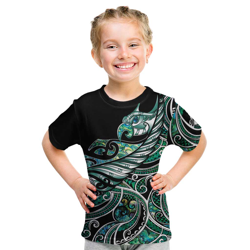 Maori Matariki - Manaia Kid T Shirt Emerald Paua Shell