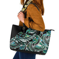 Maori Matariki - Manaia Leather Tote Bag Emerald Paua Shell