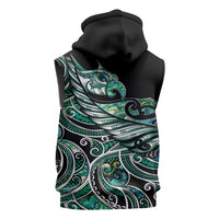 Maori Matariki - Manaia Sleeveless Hoodie Emerald Paua Shell