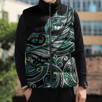 Maori Matariki - Manaia Sleeveless Puffer Jacket Emerald Paua Shell