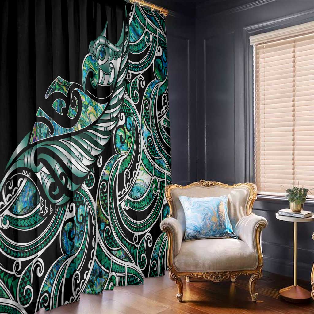 Maori Matariki - Manaia Window Curtain Emerald Paua Shell