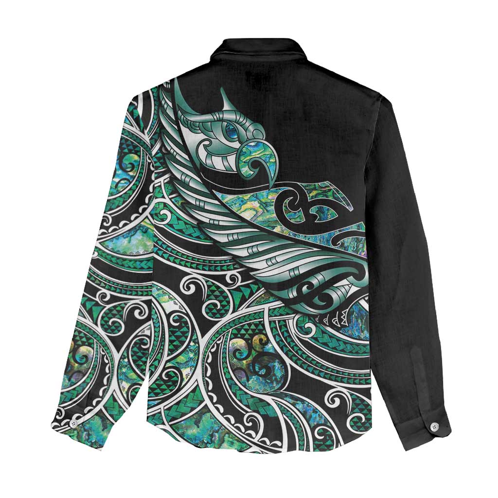 Maori Matariki - Manaia Women Casual Shirt Emerald Paua Shell