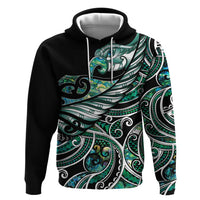 Maori Matariki - Manaia Zip Hoodie Emerald Paua Shell