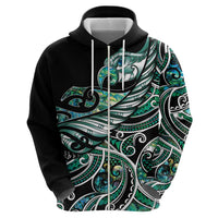 Maori Matariki - Manaia Zip Hoodie Emerald Paua Shell