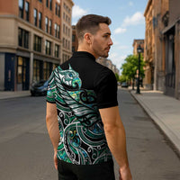 Maori Matariki - Manaia Zipper Polo Shirt Emerald Paua Shell LT7 - Polynesian Pride