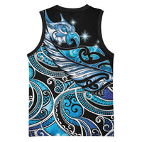 Maori Matariki - Manaia Basketball Jersey Galaxy Blue Paua Shell