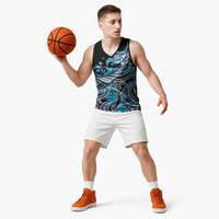 Maori Matariki - Manaia Basketball Jersey Galaxy Blue Paua Shell