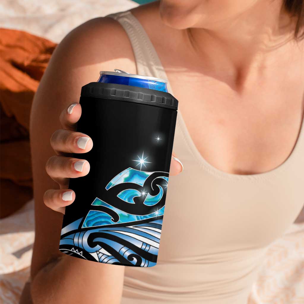 Maori Matariki - Manaia 4 in 1 Can Cooler Tumbler Galaxy Blue Paua Shell