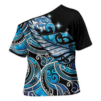 Maori Matariki - Manaia Cross Shoulder Shirt Galaxy Blue Paua Shell LT7 - Polynesian Pride