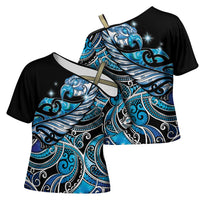 Maori Matariki - Manaia Cross Shoulder Shirt Galaxy Blue Paua Shell LT7 - Polynesian Pride