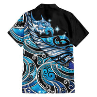 Maori Matariki - Manaia Family Matching Off Shoulder Short Dress and Hawaiian Shirt Galaxy Blue Paua Shell LT7 - Polynesian Pride