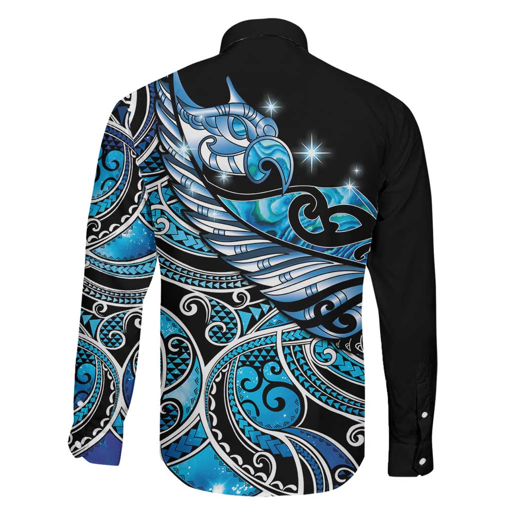Maori Matariki - Manaia Family Matching Puletasi and Hawaiian Shirt Galaxy Blue Paua Shell LT7 - Polynesian Pride