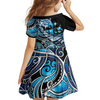 Maori Matariki - Manaia Family Matching Summer Maxi Dress and Hawaiian Shirt Galaxy Blue Paua Shell LT7 - Polynesian Pride