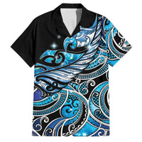 Maori Matariki - Manaia Family Matching Tank Maxi Dress and Hawaiian Shirt Galaxy Blue Paua Shell LT7 Dad's Shirt - Short Sleeve Blue - Polynesian Pride