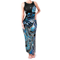 Maori Matariki - Manaia Family Matching Tank Maxi Dress and Hawaiian Shirt Galaxy Blue Paua Shell LT7 Mom's Dress Blue - Polynesian Pride