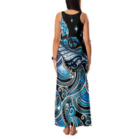 Maori Matariki - Manaia Family Matching Tank Maxi Dress and Hawaiian Shirt Galaxy Blue Paua Shell LT7 - Polynesian Pride