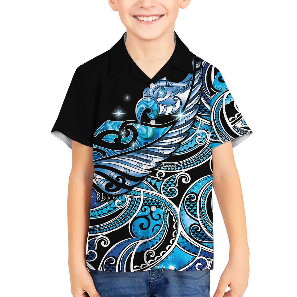 Maori Matariki - Manaia Kid Hawaiian Shirt Galaxy Blue Paua Shell LT7 Kid Blue - Polynesian Pride