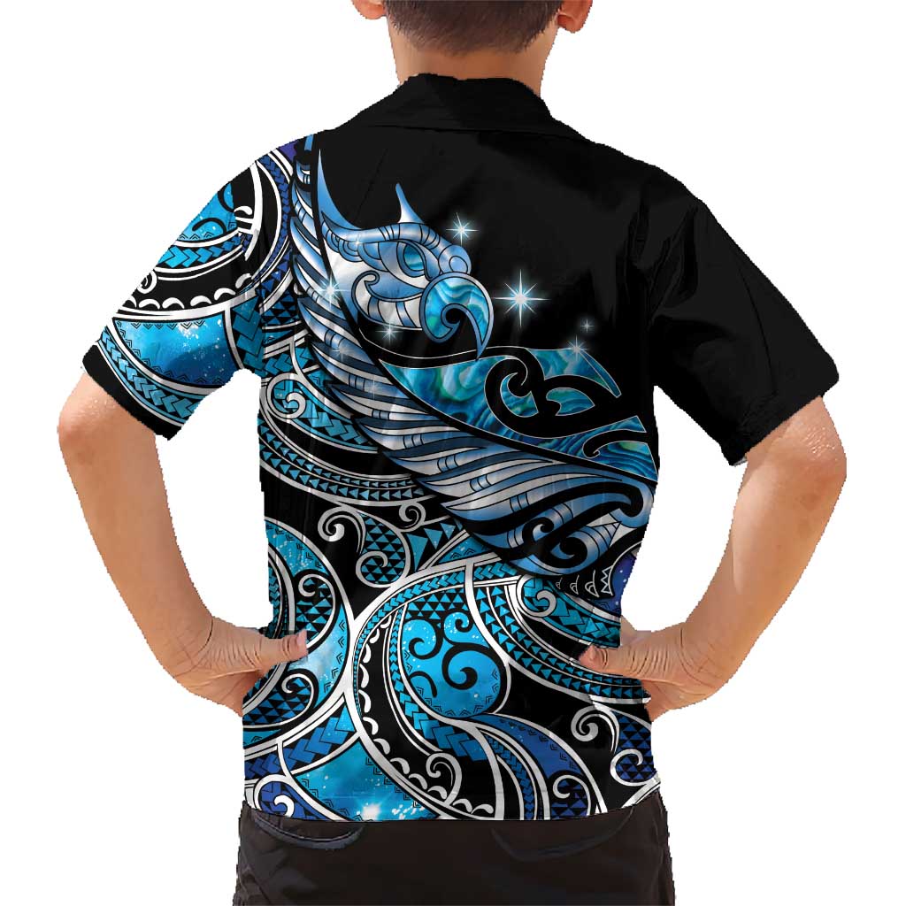 Maori Matariki - Manaia Kid Hawaiian Shirt Galaxy Blue Paua Shell LT7 - Polynesian Pride