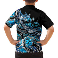 Maori Matariki - Manaia Kid Hawaiian Shirt Galaxy Blue Paua Shell LT7 - Polynesian Pride