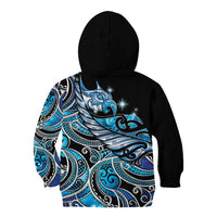 Maori Matariki - Manaia Kid Hoodie Galaxy Blue Paua Shell LT7 - Polynesian Pride