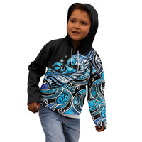Maori Matariki - Manaia Kid Hoodie Galaxy Blue Paua Shell LT7 - Polynesian Pride