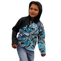 Maori Matariki - Manaia Kid Hoodie Galaxy Blue Paua Shell LT7 - Polynesian Pride