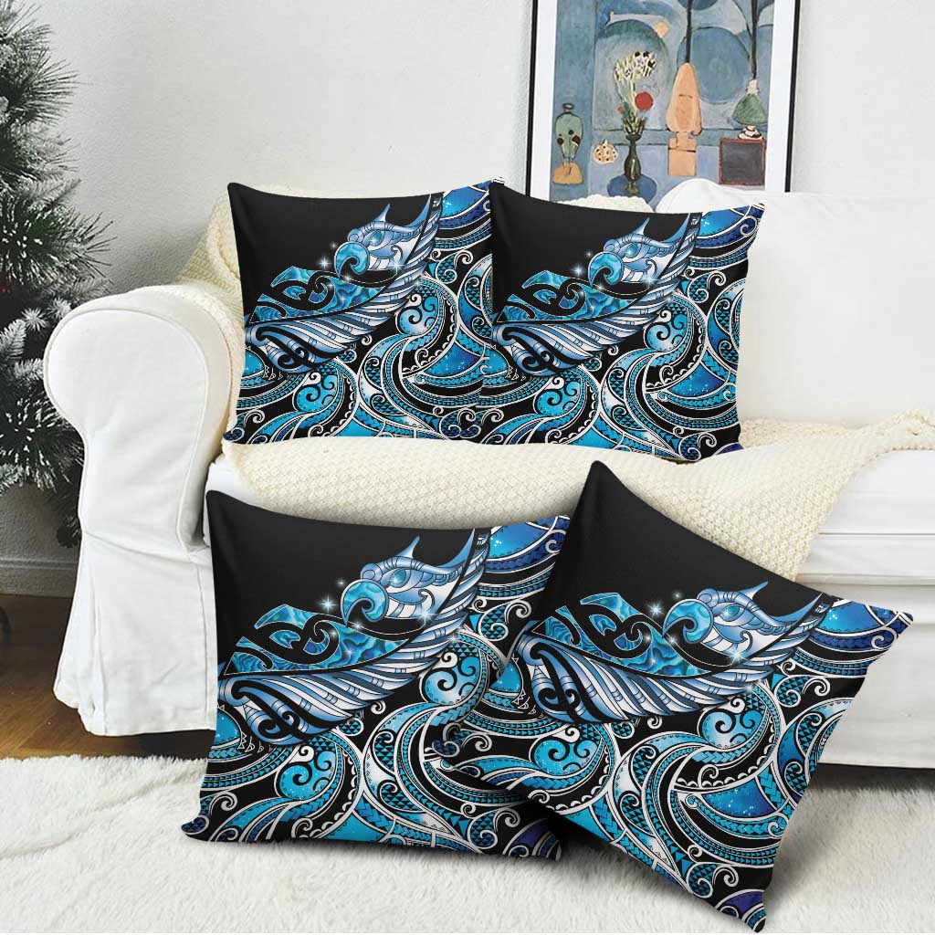 Maori Matariki - Manaia Pillow Cover Galaxy Blue Paua Shell