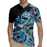 Maori Matariki - Manaia Rugby Jersey Galaxy Blue Paua Shell