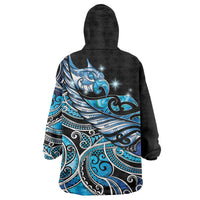 Maori Matariki - Manaia Wearable Blanket Hoodie Galaxy Blue Paua Shell LT7 - Polynesian Pride